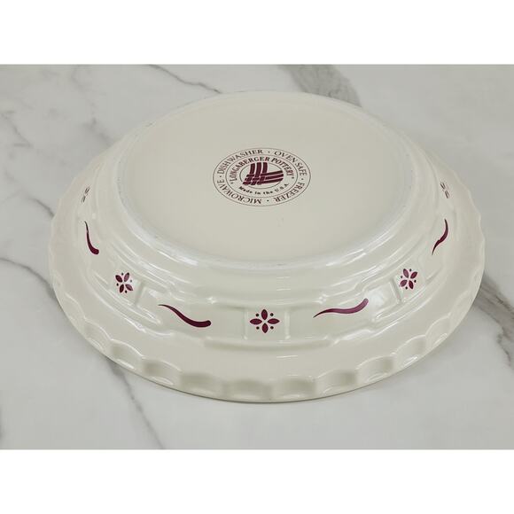 Longaberger Pottery Pie Dish Baking Plate Woven Traditions 10" Made In USA Vtg - Picture 9 of 16
